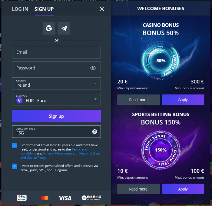 JET Casino Registering 