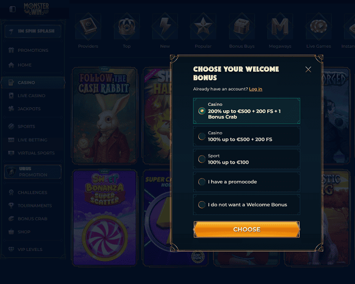 Register at MonsterWin and claim your free cash! 