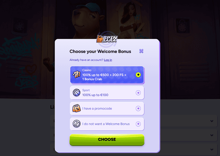 Spinbara Register and Login to Player Account 